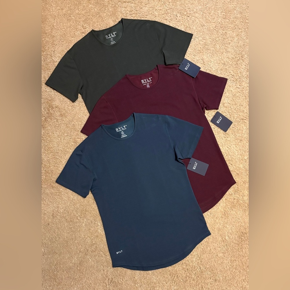 BYLT Basics Short Sleeve Tees - Green, Maroon, and Deep Blue